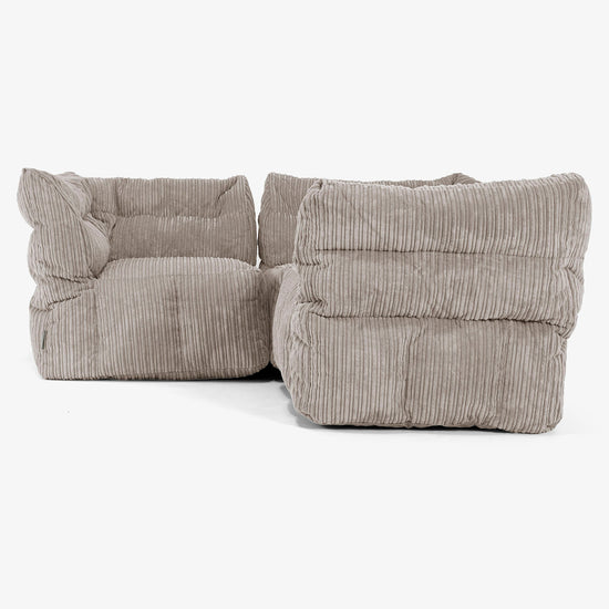 3-Sitzer Modulares Ecksofa-Set - Cord Beigegrau 02