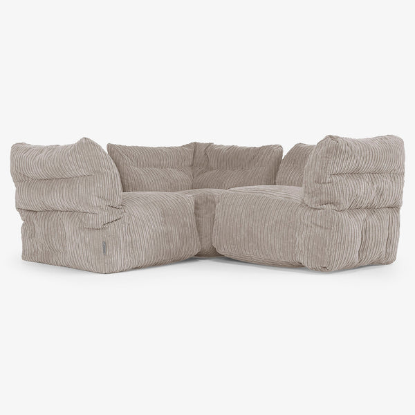 3-Sitzer Modulares Ecksofa-Set - Cord Beigegrau 01