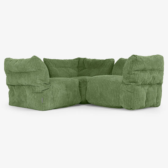 3-Sitzer Modulares Ecksofa-Set - Cord Nadelwaldgrün 01