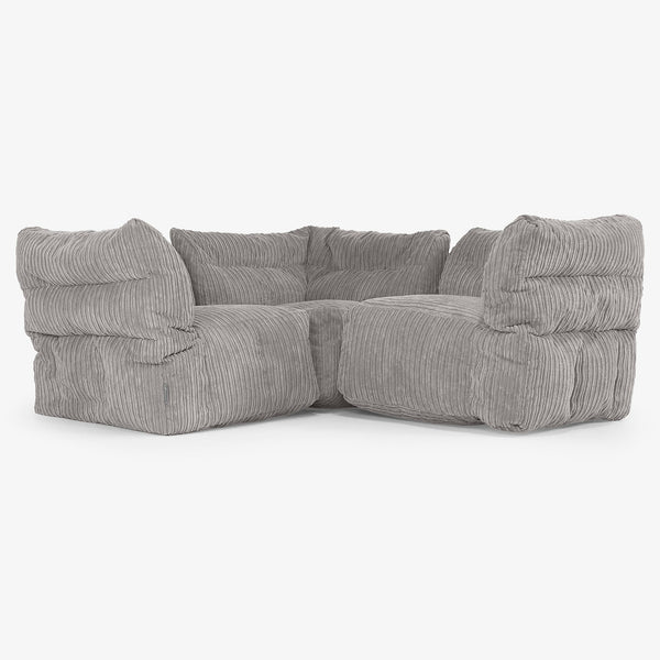 3-Sitzer Modulares Ecksofa-Set - Cord Graphitgrau 01