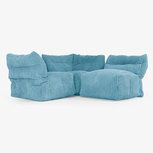 3-Sitzer Modulares Sofa-Set - Cord Türkis 01