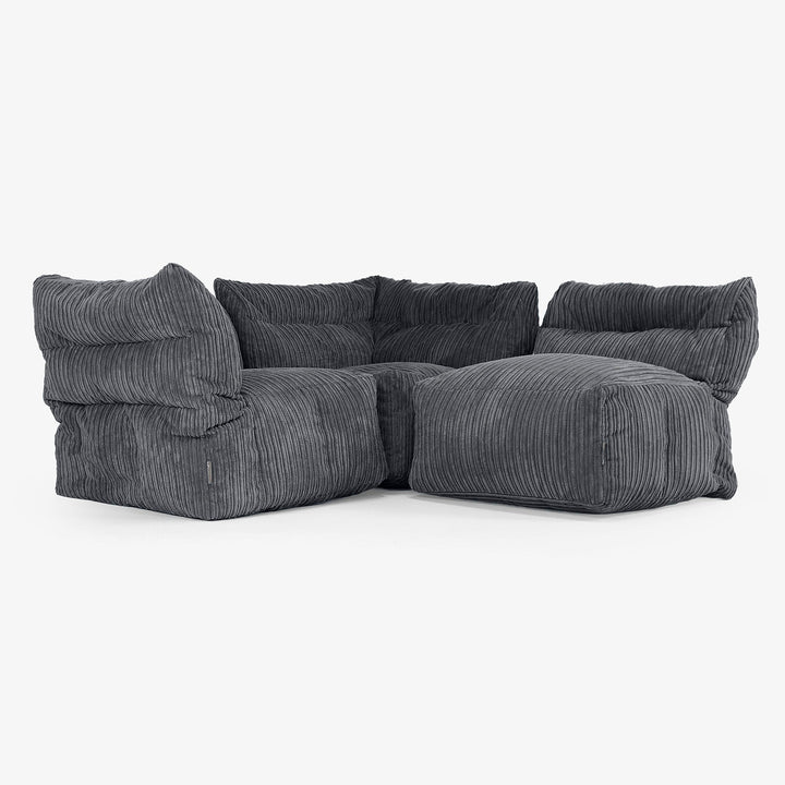 3-Sitzer Modulares Sofa-Set - Cord Schwarz 03