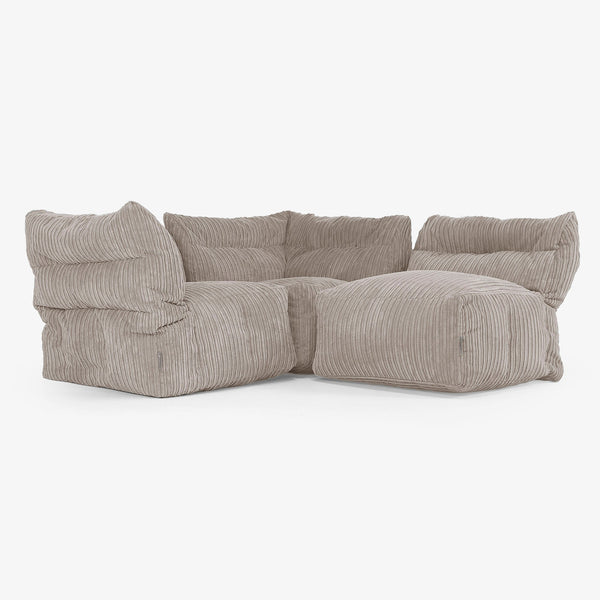3-Sitzer Modulares Sofa-Set - Cord Beigegrau 01