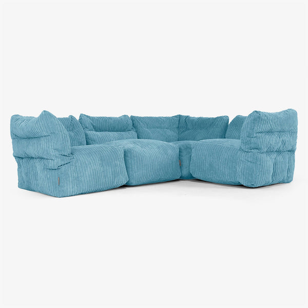 4-Sitzer Modulares Ecksofa-Set - Cord Türkis 01