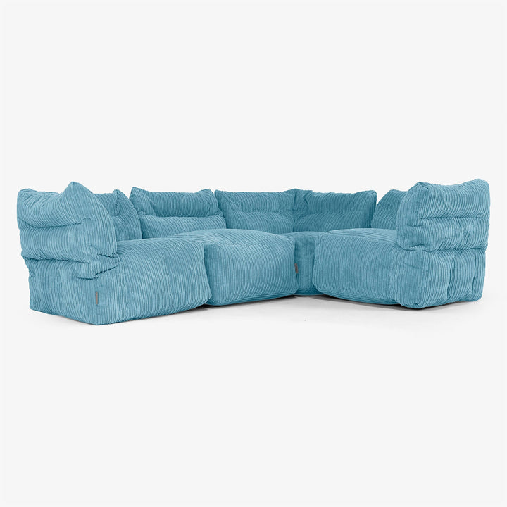 4-Sitzer Modulares Ecksofa-Set - Cord Türkis 01