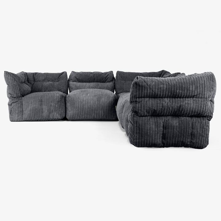 5-Sitzer Modulares Ecksofa-Set - Cord Schwarz 02