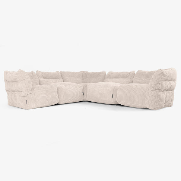 5-Sitzer Modulares Ecksofa-Set - Cord Elfenbein 01