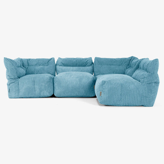 4-Sitzer Modulares Sofa-Set - Cord Türkis 03