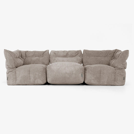 3-Sitzer Modulares Sofa-Set - Cord Beigegrau 01
