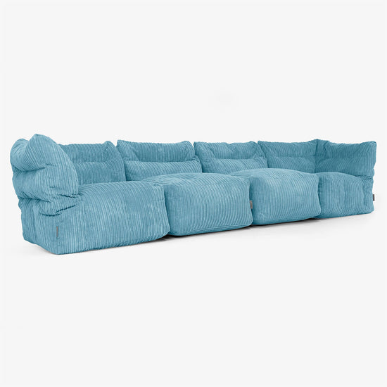 4-Sitzer Modulares Sofa-Set - Cord Türkis 02