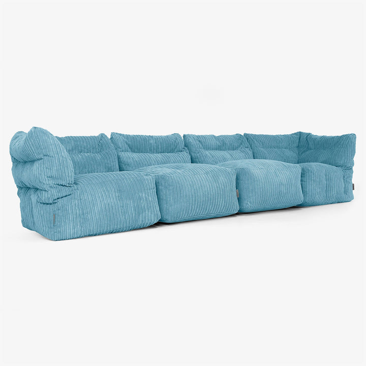 4-Sitzer Modulares Sofa-Set - Cord Türkis 02