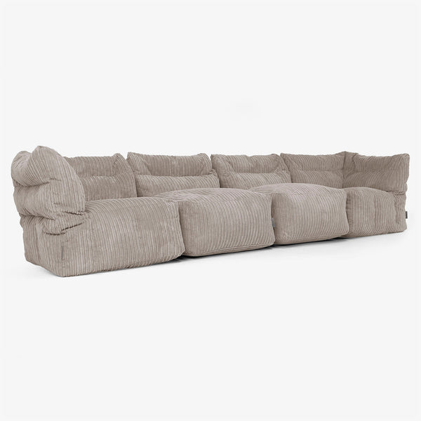 4-Sitzer Modulares Sofa-Set - Cord Beigegrau 01