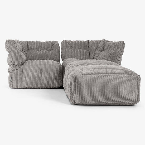 2-Sitzer Modulares Sofa-Set mit Récamiere rechts - Cord Graphitgrau 01