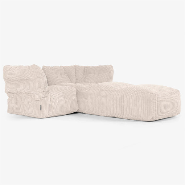 2-Sitzer Modulares Sofa-Set mit Récamiere rechts - Cord Elfenbein 01
