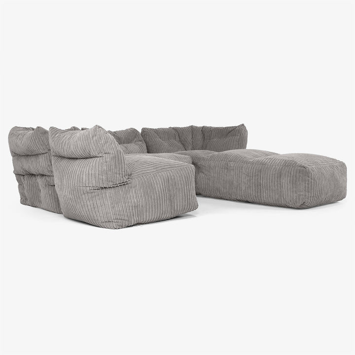 4-Sitzer Modulares Sofa-Set mit Récamiere rechts - Cord Graphitgrau 04