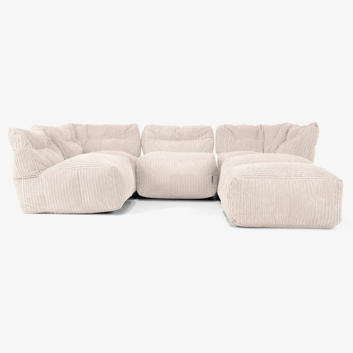 4-Sitzer Modulares Sofa-Set mit Récamiere rechts - Cord Elfenbein 03