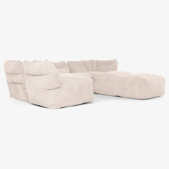 4-Sitzer Modulares Sofa-Set mit Récamiere rechts - Cord Elfenbein 04