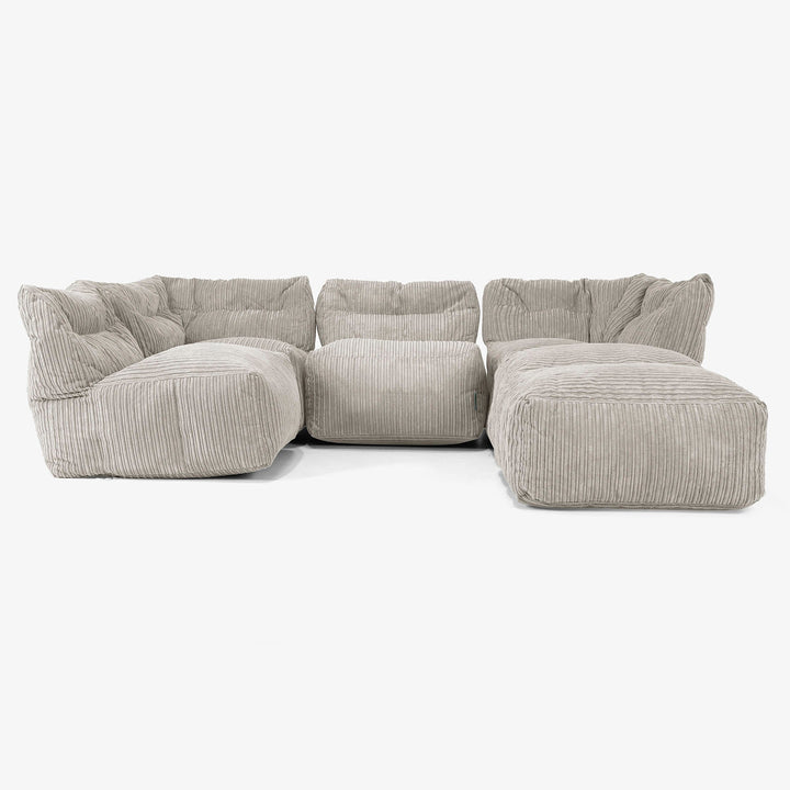 4-Sitzer Modulares Sofa-Set mit Récamiere rechts - Cord Nerzfarben 03
