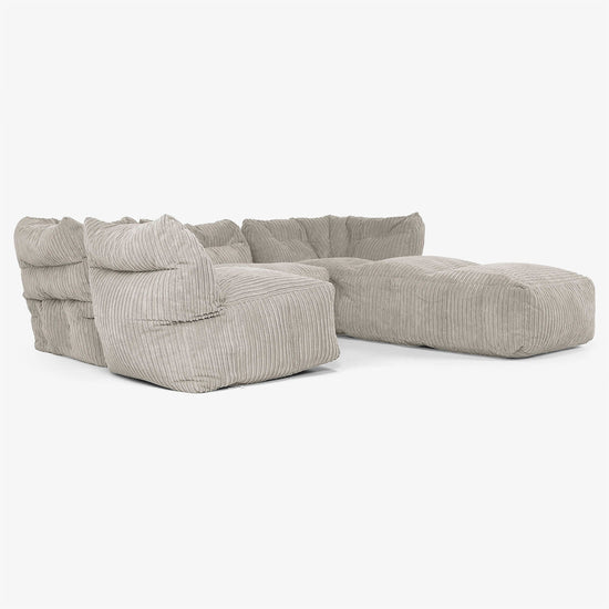 4-Sitzer Modulares Sofa-Set mit Récamiere rechts - Cord Nerzfarben 04