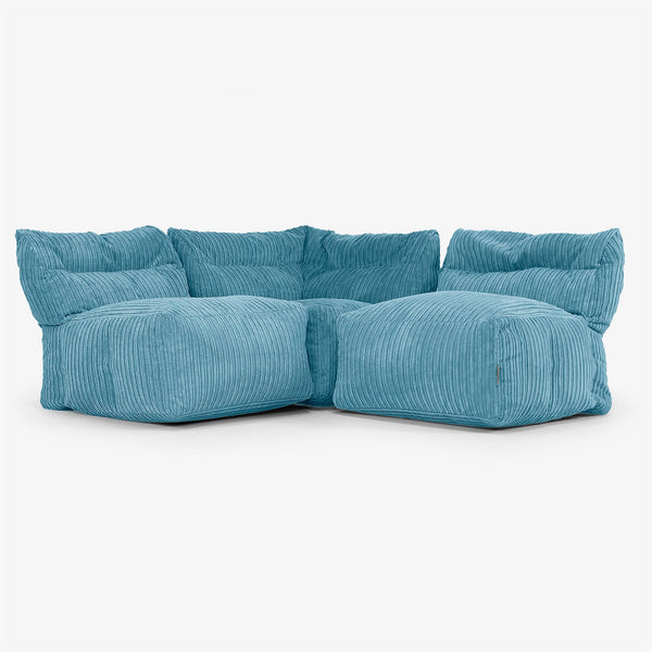 3-Sitzer Modulares Sofa-Set ohne Armlehnen - Cord Türkis 01