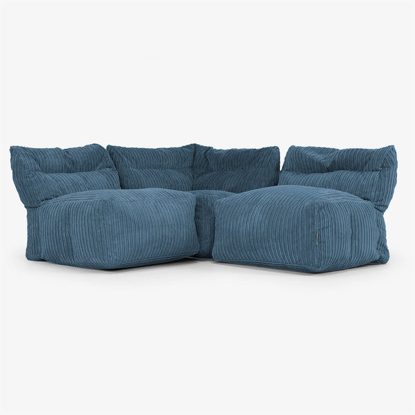 3-Sitzer Modulares Sofa-Set ohne Armlehnen - Cord Marineblau 01