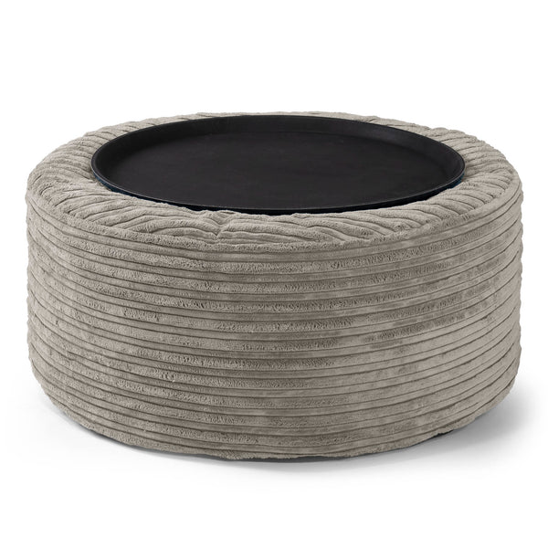 Sitzhocker mit Tablett - Cord Nerzfarben 01