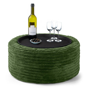 Sitzhocker mit Tablett - Cord Nadelwaldgrün