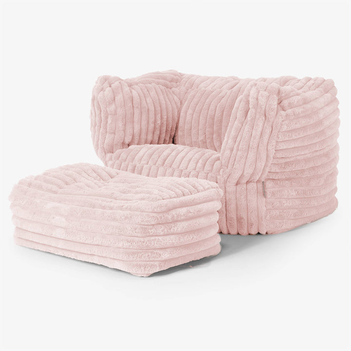 Albert Sitzsack Ohrensessel - Ultra Plüsch Cord Pastellrosa 02