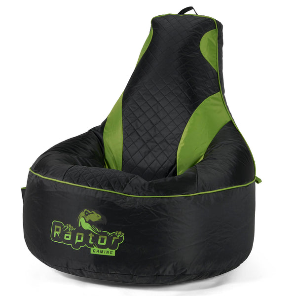 Gesteppter Gaming Sitzsack - Schwarz / Grün 01