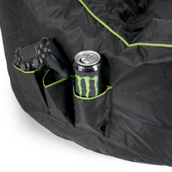 Gesteppter Gaming Sitzsack - Schwarz / Grün 07