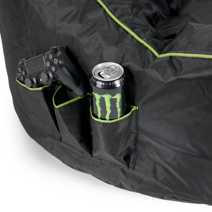 Gesteppter Gaming Sitzsack - Schwarz / Grün 07