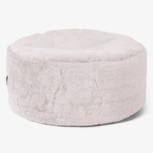 Großer runder Fußhocker - Kaninchen Kunstfell Pastellrosa