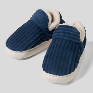 Hausschuhe - Cord Marineblau