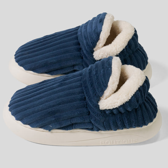 Hausschuhe - Cord Marineblau 03