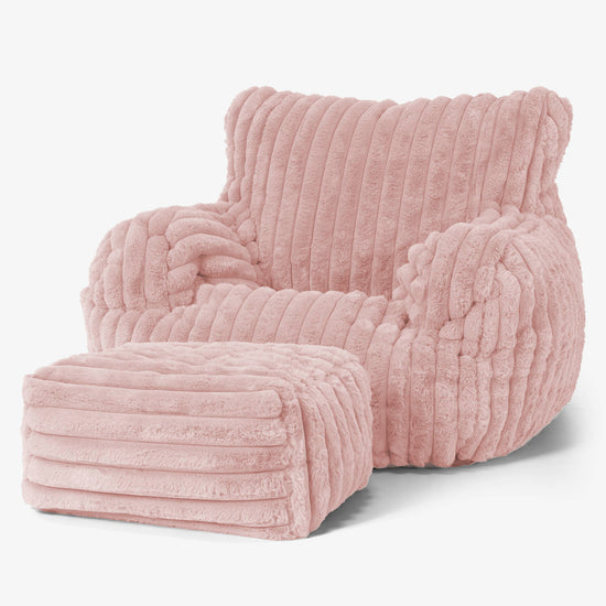 Josephine Sitzsack Ohrensessel - Ultra Plüsch Cord Pastellrosa 02