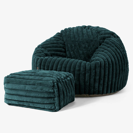 Klassischer Sitzsack Sessel - Ultra Plüsch Cord Blaugrün 02