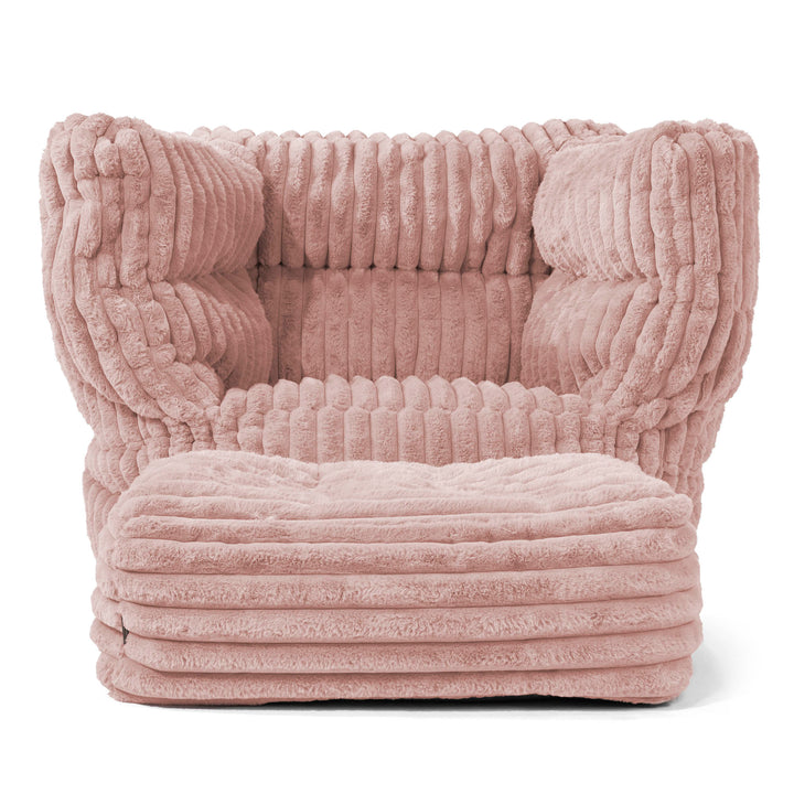 Louis Sitzsack Ohrensessel - Ultra Plüsch Cord Pastellrosa 02