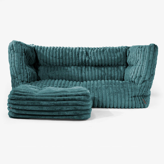 2-Sitzer Albert Sitzsacksofa 2.0 - Ultra Plüsch Cord Blaugrün 02