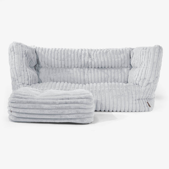 2-Sitzer Albert Sitzsacksofa 2.0 - Ultra Plüsch Cord Taubenblau 02