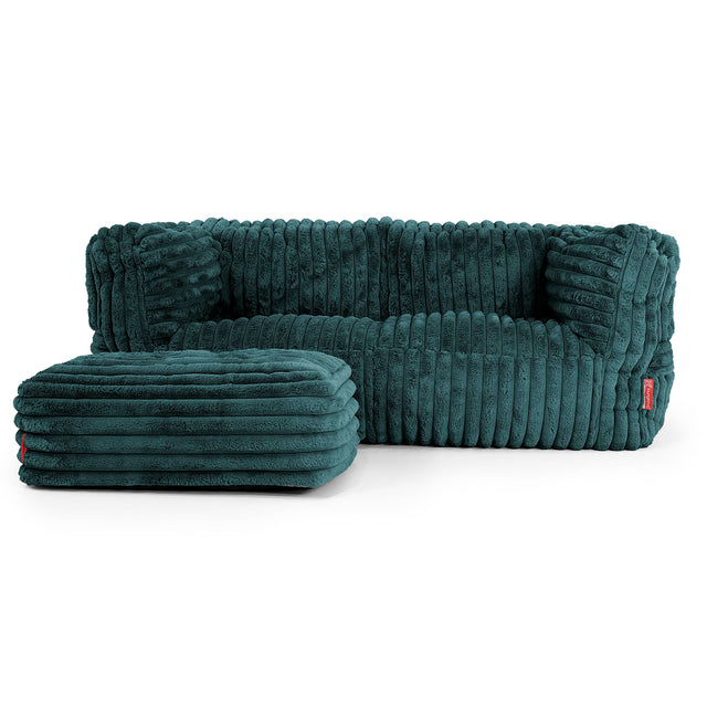 2-Sitzer Albert Sitzsacksofa - Ultra Plüsch Cord Blaugrün 02