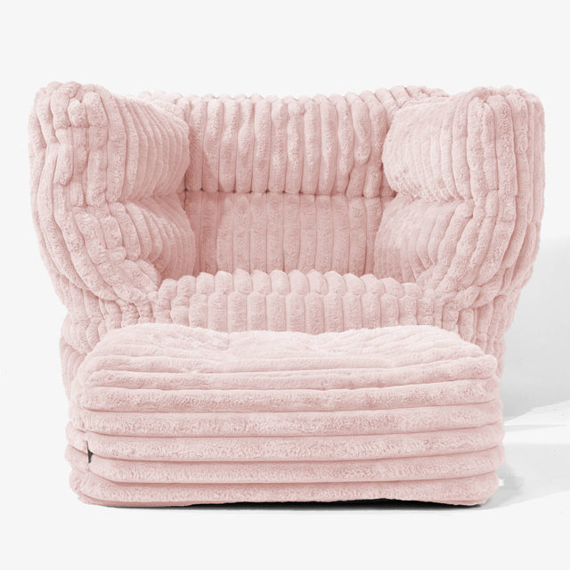 Albert Sitzsack Ohrensessel 2.0 -  Ultra Plüsch Cord Pastellrosa 02