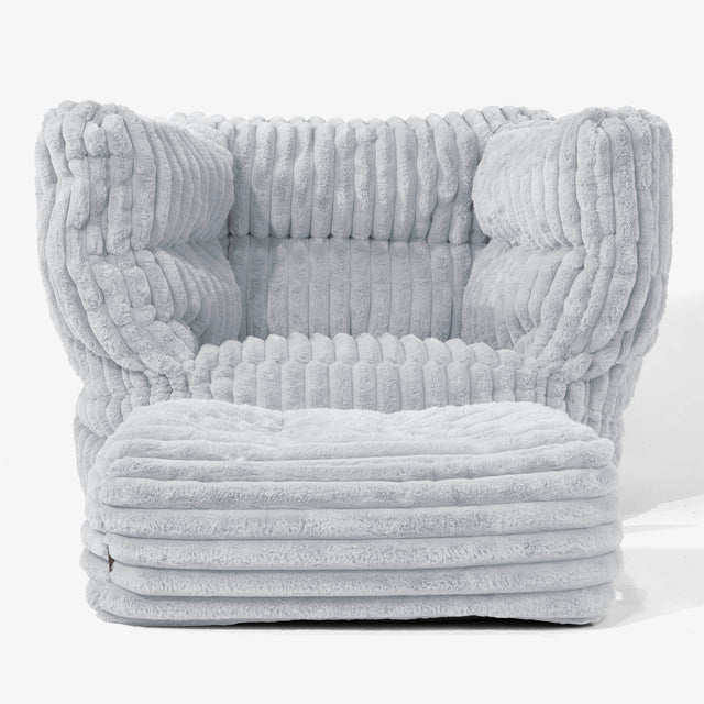 Albert Sitzsack Ohrensessel 2.0 -  Ultra Plüsch Cord Taubenblau 02