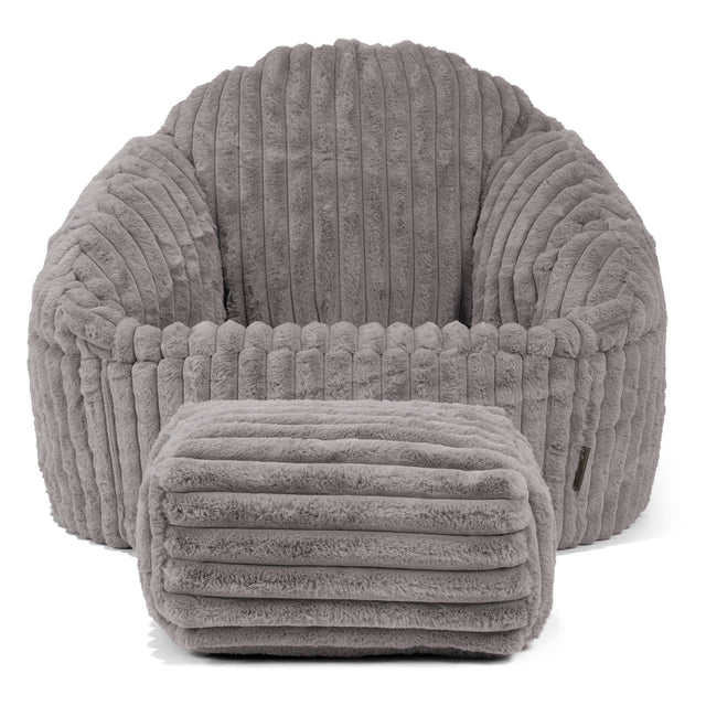 Bubble Sitzsack Sessel - Ultra Plüsch Cord Grau 02