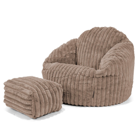 Bubble Sitzsack Sessel - Ultra Plüsch Cord Nerzfarben 03