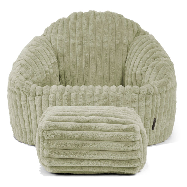 Bubble Sitzsack Sessel - Ultra Plüsch Cord Salbeigrün 02