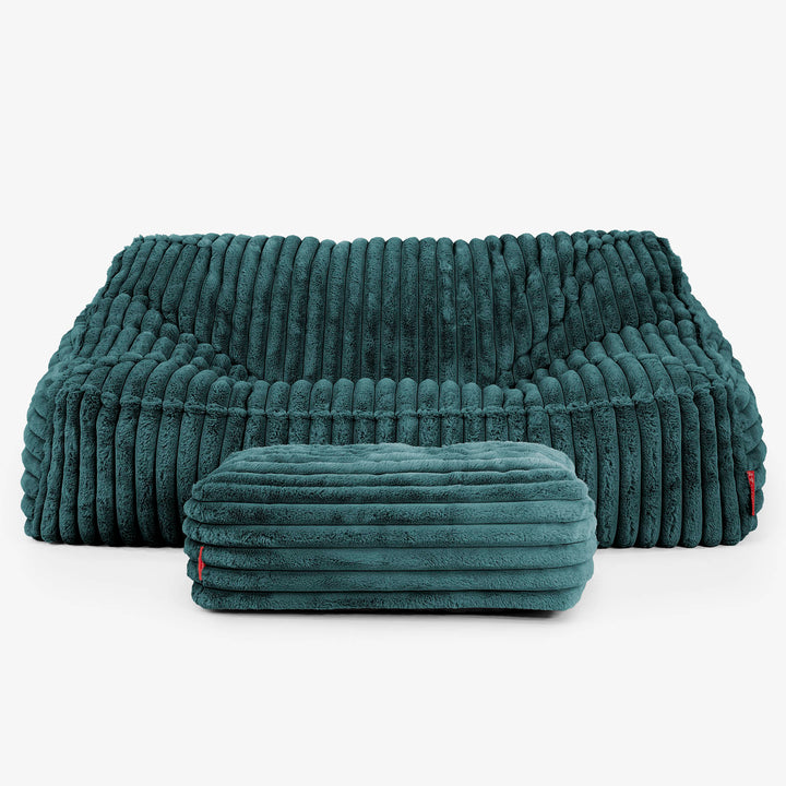 Das Slouchy Sitzsack Sofa - Ultra Plüsch Cord Blaugrün 03