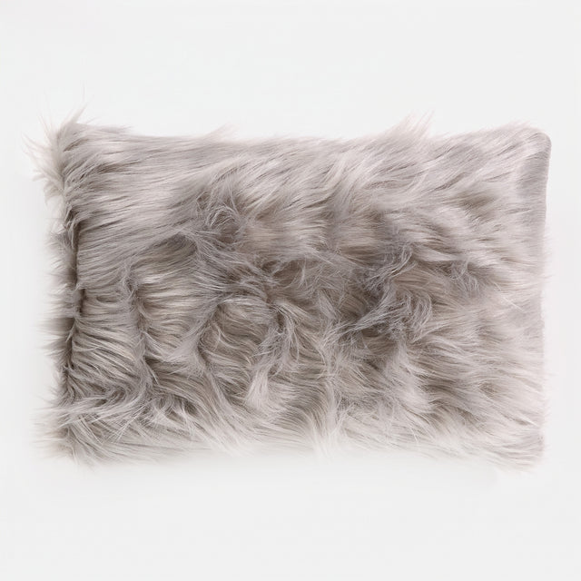 Dekokissen / Sofa Kissenbezug 35 x 50cm - Mongolisches Kunstfell Grau 01