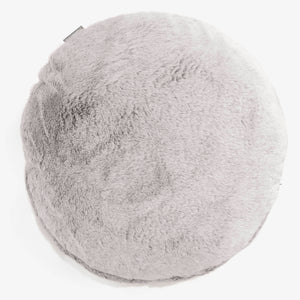 Dekokissen / Sofa Kissenbezug Rund 50cm - Kaninchen Kunstfell Hellgrau