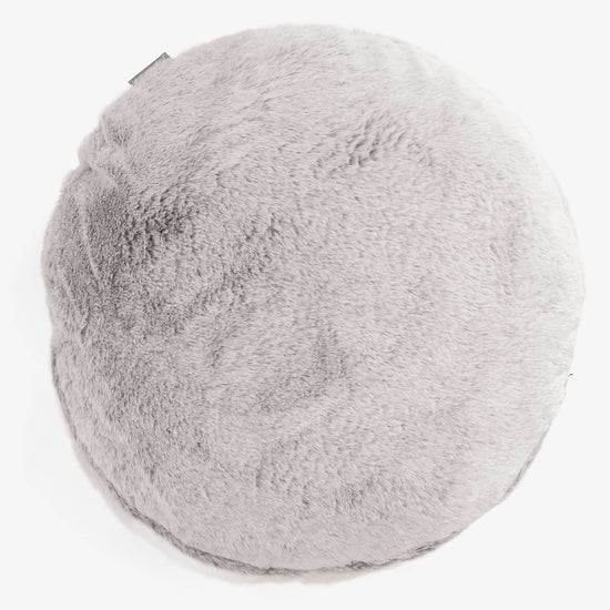 Dekokissen / Sofa Kissenbezug Rund 50cm - Kaninchen Kunstfell Hellgrau 01