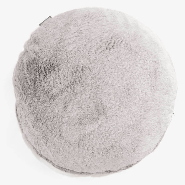 Dekokissen / Sofa Kissenbezug Rund 50cm - Kaninchen Kunstfell Hellgrau 01